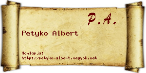 Petyko Albert névjegykártya
