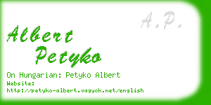 albert petyko business card